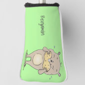 Stomme glimlachende hamster met pinda-cartoon golfheadcover (Draai 90)