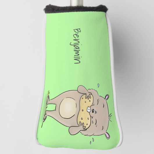 Stomme glimlachende hamster met pinda-cartoon golfheadcover (Draai 90)