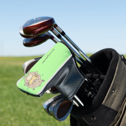 Stomme glimlachende hamster met pinda-cartoon golfheadcover (Insitu)