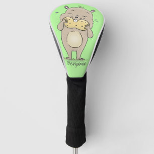 Stomme glimlachende hamster met pinda-cartoon golfheadcover