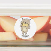 Stomme glimlachende hamster met pinda-cartoon labels (Aangebracht)