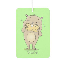 Stomme glimlachende hamster met pinda-cartoon luchtverfrisser