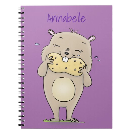 Stomme glimlachende hamster met pinda-cartoon notitieboek (Voorkant)