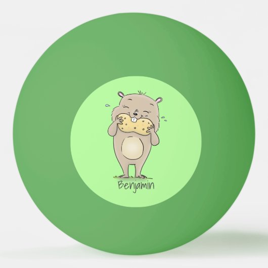 Stomme glimlachende hamster met pinda-cartoon pingpongbal (Voorkant)