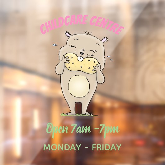 Stomme glimlachende hamster met pinda-cartoon raamsticker (Vel 2)