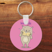 Stomme glimlachende hamster met pinda-cartoon sleutelhanger (Voorkant)