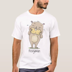 Stomme glimlachende hamster met pinda-cartoon t-shirt