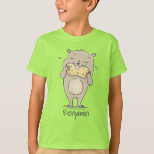 Stomme glimlachende hamster met pinda-cartoon t-shirt
