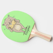 Stomme glimlachende hamster met pinda-cartoon tafeltennisbatje (Zijkant)