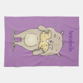 Stomme glimlachende hamster met pinda-cartoon theedoek (Horizontaal)