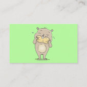 Stomme glimlachende hamster met pinda-cartoon visitekaartje (Achterkant)