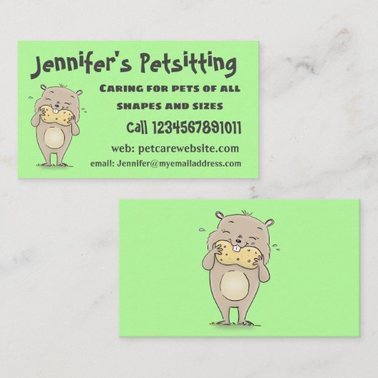 Stomme glimlachende hamster met pinda-cartoon visitekaartje (Voorkant / Achterkant)