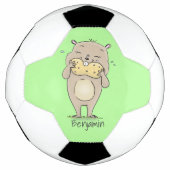 Stomme glimlachende hamster met pinda-cartoon voetbal (Voorkant)