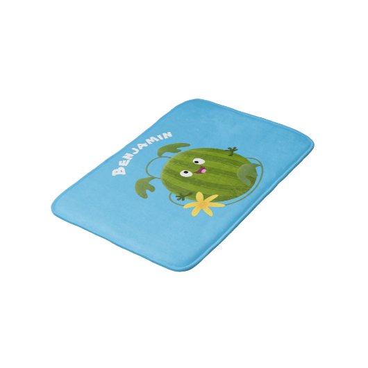 Stomme glimlachende watermeloen cartoon badmat (Gekanteld)