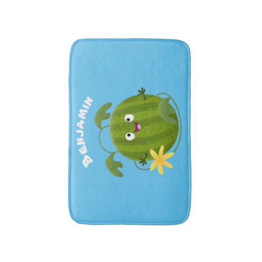 Stomme glimlachende watermeloen cartoon badmat (Voorkant Verticaal)