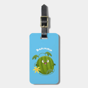 Stomme glimlachende watermeloen cartoon bagagelabel