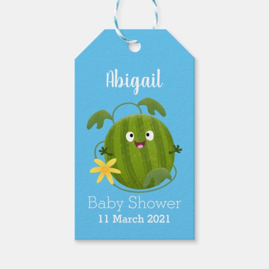 Stomme glimlachende watermeloen cartoon cadeaulabel (Voorkant)