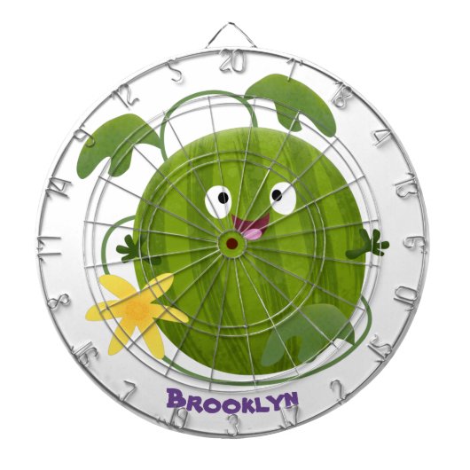 Stomme glimlachende watermeloen cartoon dartbord (Voorkant)