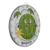 Stomme glimlachende watermeloen cartoon dartbord (Voorkant Links)