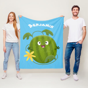 Stomme glimlachende watermeloen cartoon fleece deken