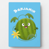 Stomme glimlachende watermeloen cartoon fotoplaat (voorkant)