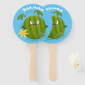 Stomme glimlachende watermeloen cartoon handwaaier (Voorkant en achterkant)