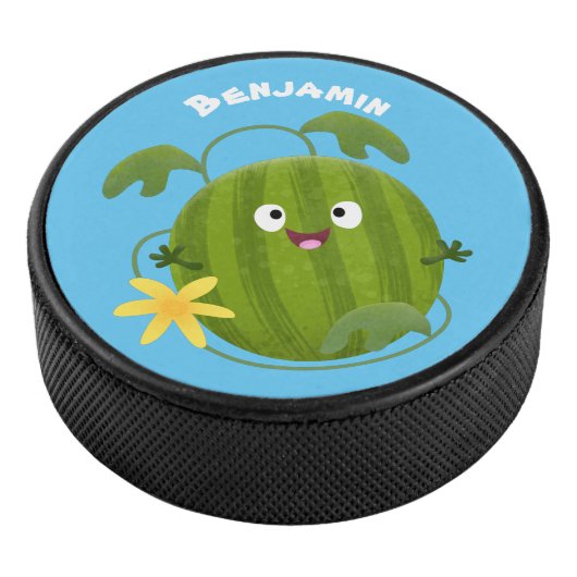 Stomme glimlachende watermeloen cartoon hockey puck (3/4)