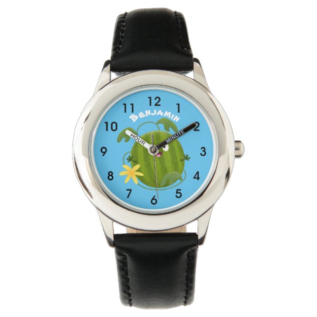 Stomme glimlachende watermeloen cartoon horloge (Voorkant)
