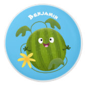 Stomme glimlachende watermeloen cartoon keramische knop (Voorkant)