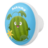 Stomme glimlachende watermeloen cartoon keramische knop (Rechts)