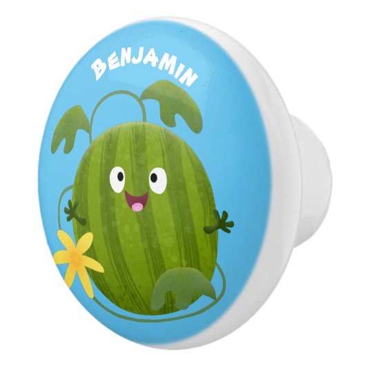 Stomme glimlachende watermeloen cartoon keramische knop (Rechts)