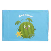 Stomme glimlachende watermeloen cartoon kussensloop (Achterkant)