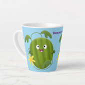 Stomme glimlachende watermeloen cartoon latte mok (Linkerhoek)