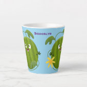 Stomme glimlachende watermeloen cartoon latte mok (Voorkant)