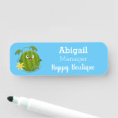 Stomme glimlachende watermeloen cartoon naamplaatje (In situ)