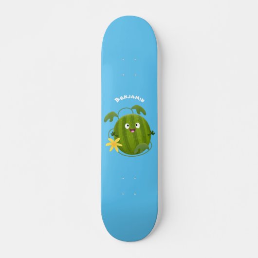 Stomme glimlachende watermeloen cartoon persoonlijk skateboard (Voorkant)