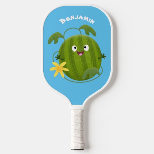 Stomme glimlachende watermeloen cartoon pickleball paddle (Voorkant)