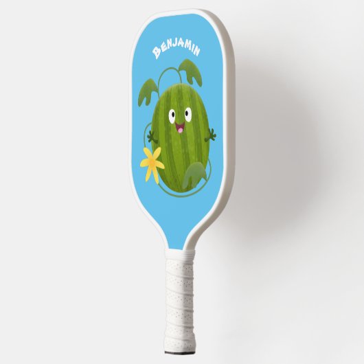 Stomme glimlachende watermeloen cartoon pickleball paddle (Links)