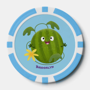 Stomme glimlachende watermeloen cartoon poker chips