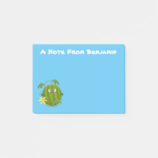 Stomme glimlachende watermeloen cartoon post-it® notes (Voorkant)
