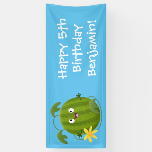 Stomme glimlachende watermeloen cartoon spandoek (Verticaal)