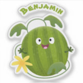 Stomme glimlachende watermeloen cartoon sticker (Voorkant)