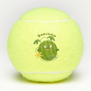 Stomme glimlachende watermeloen cartoon tennisballen