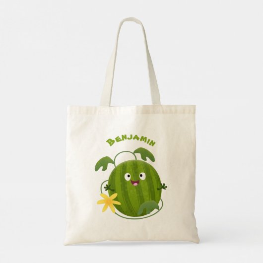 Stomme glimlachende watermeloen cartoon tote bag (Achterkant)