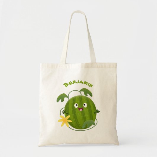 Stomme glimlachende watermeloen cartoon tote bag (Voorkant)