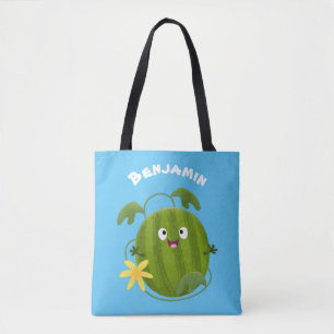 Stomme glimlachende watermeloen cartoon tote bag