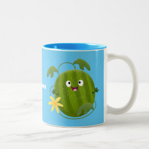 Stomme glimlachende watermeloen cartoon tweekleurige koffiemok