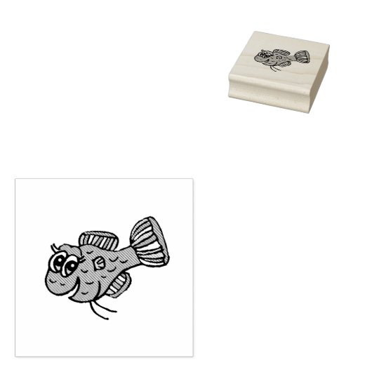 Stomme glimlachte vis rubberstempel (Gestempeld)