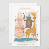 Stomme grappige dieren: beer giraffe. Kinderen Kaart (Voorkant / Achterkant)