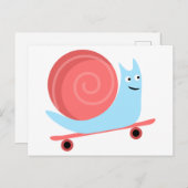Stomme grappige slakkerritten op skateboard briefkaart (Voorkant / Achterkant)